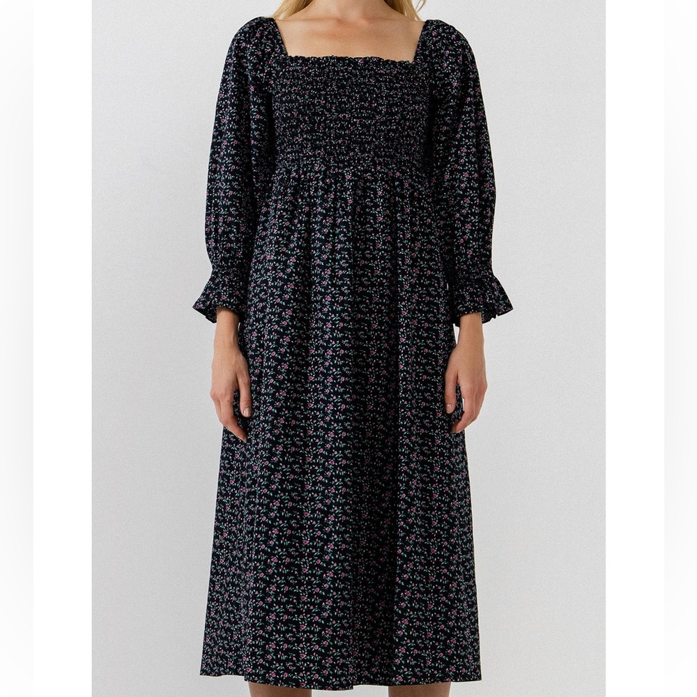 EUC English Factory Floral Smocked Midi dress